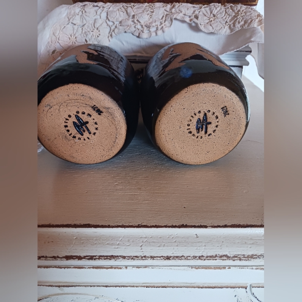Set Of 2 Handcrafted Bigfoot Sasquatch Pottery Coffee Tea Wedding Cups EUC - Picture 2 of 9